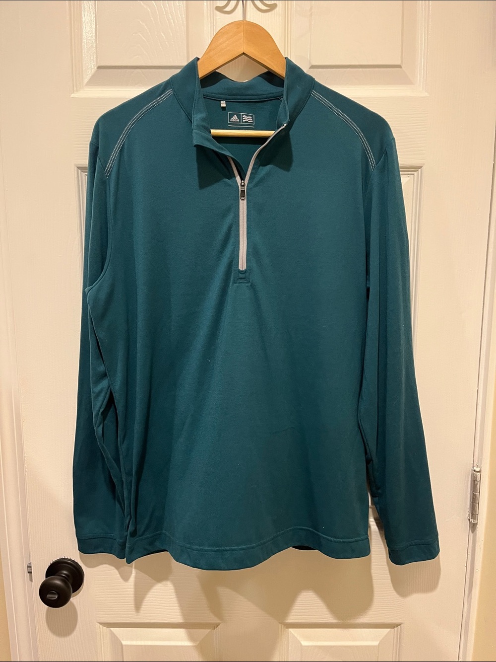adidas Men's Teal Half-Zip Performance Top